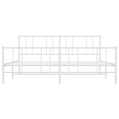 vidaXL Metal Bed Frame without Mattress with Footboard White 76"x79.9"