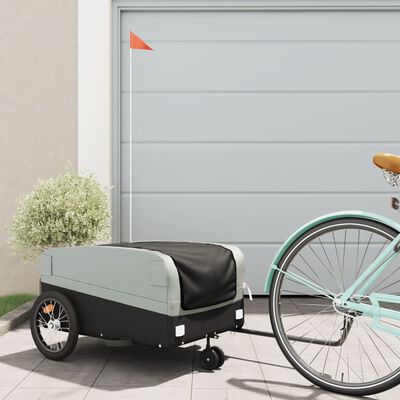 vidaXL Bike Trailer Black and Gray 99.2 lb Iron