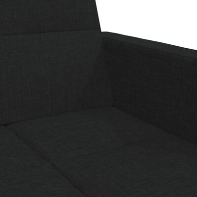 vidaXL 2-Seater Sofa Bed with Footstool Black Fabric