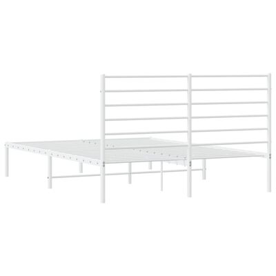 vidaXL Metal Bed Frame without Mattress with Headboard White 53.1"x74.8"