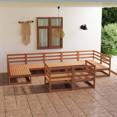 vidaXL 9 Piece Patio Lounge Set Solid Pinewood