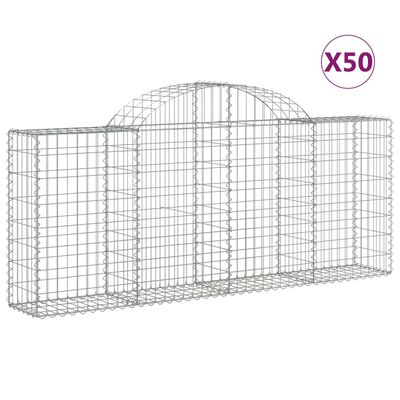 vidaXL Arched Gabion Baskets 50 pcs 78.7"x11.8"x31.5"/39.4" Galvanized Iron