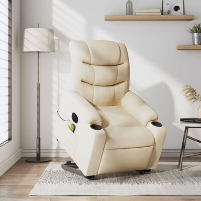 vidaXL Electric Stand up Massage Recliner Chair Cream Fabric