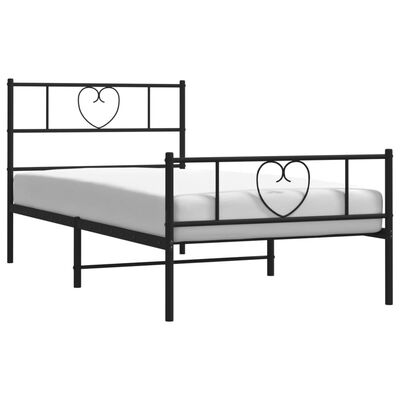 vidaXL Metal Bed Frame without Mattress with Footboard Black 39.4"x74.8"