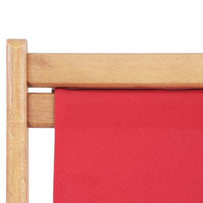 vidaXL Folding Beach Chair Fabric and Wooden Frame Red