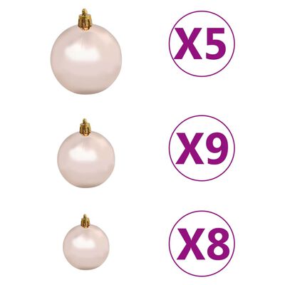 vidaXL Artificial Pre-lit Christmas Tree with Ball Set White 47.2" PVC