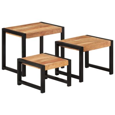 vidaXL Nesting Tables 3 pcs Solid Wood