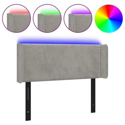 vidaXL LED Headboard Light Gray 40.6"x6.3"x30.7"/34.6" Velvet