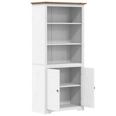 vidaXL Bookcase BODO White and Brown 32.3"x15.7"x68.1" Solid Wood Pine