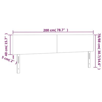 vidaXL LED Headboard Light Gray 78.7"x2"x30.7"/34.6" Velvet