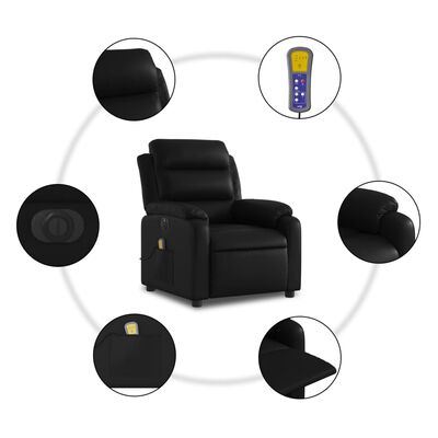 vidaXL Electric Massage Recliner Chair Black Faux Leather