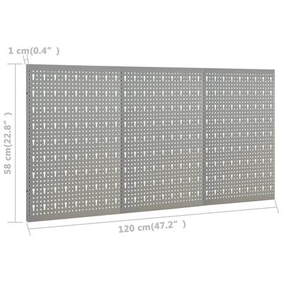 vidaXL Wall-mounted Peg Boards 3 pcs 15.7"x22.8" Steel