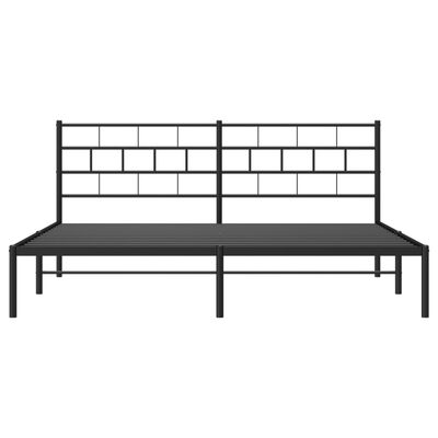 vidaXL Metal Bed Frame without Mattress with Headboard Black 72"x83.9"