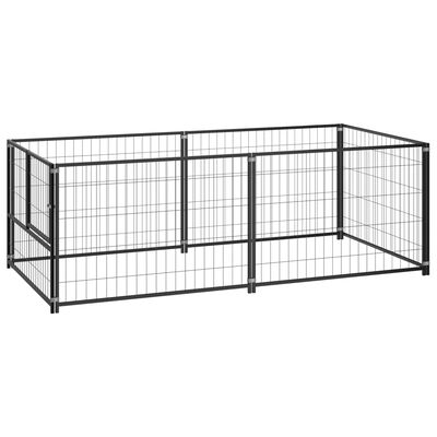 vidaXL Dog Kennel Black 78.7"x39.4"x27.6" Steel