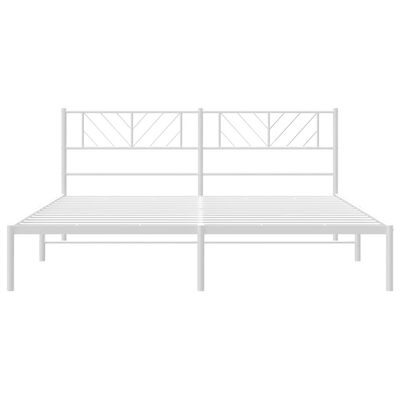 vidaXL Metal Bed Frame without Mattress with Headboard White 76"x79.9"