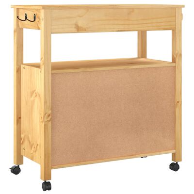 vidaXL Kitchen Trolley MONZA 33.1"x15.7"x35.4" Solid Wood Pine