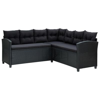 vidaXL 6 Piece Patio Lounge Set with Cushions Poly Rattan Black