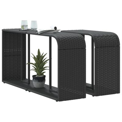 vidaXL Storage Shelves 2 pcs Black Poly Rattan