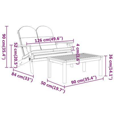 vidaXL 5 Piece Adirondack Patio Lounge Set Solid Wood Acacia