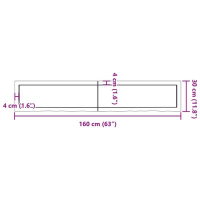 vidaXL Wall Shelf Light Brown 63"x11.8"x(0.8"-1.6") Treated Solid Wood Oak