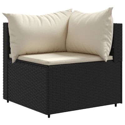 vidaXL 7 Piece Patio Lounge Set with Cushions Black Poly Rattan