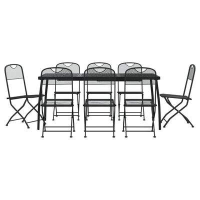 vidaXL 9 Piece Patio Dining Set Anthracite Metal Mesh