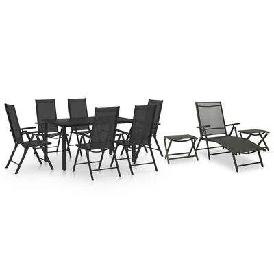 vidaXL 10 Piece Patio Dining Set Black and Anthracite