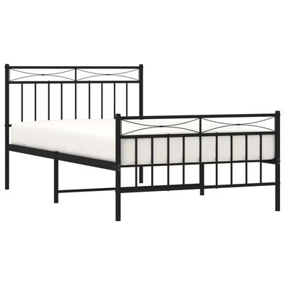 vidaXL Metal Bed Frame without Mattress with Footboard Black 39.4"x78.7"