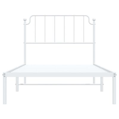 vidaXL Metal Bed Frame without Mattress with Headboard White 39.4"x74.8"