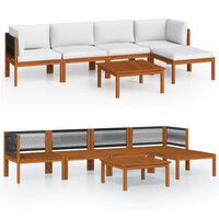 vidaXL 6 Piece Patio Lounge Set with Cushions Cream Solid Acacia Wood