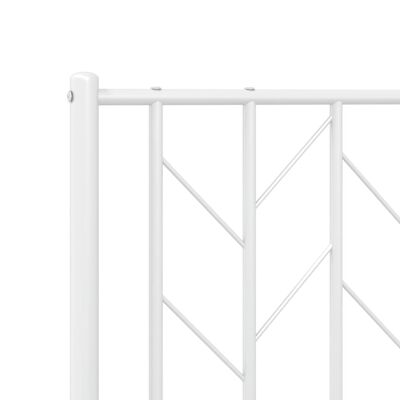 vidaXL Metal Bed Frame without Mattress with Headboard White 39.4"x78.7"