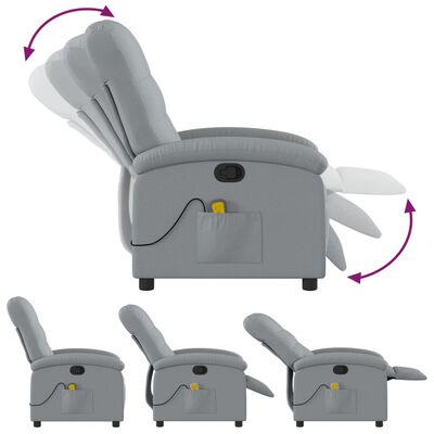 vidaXL Massage Recliner Chair Light Gray Fabric