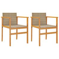 vidaXL Patio Chairs 2 pcs Beige Poly Rattan&Solid Wood