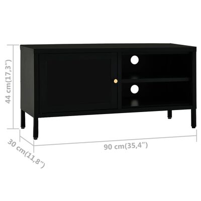 vidaXL TV Stand Black 35.4"x11.8"x17.3" Steel and Glass