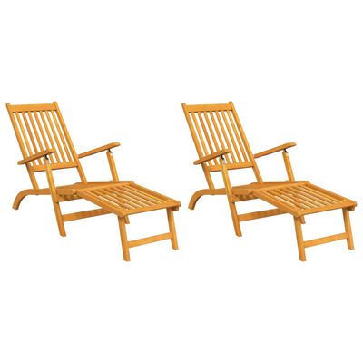 vidaXL Patio Deck Chairs with Footrests 2 pcs Solid Wood Acacia