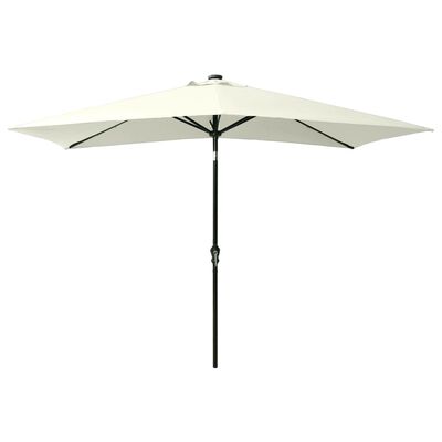 vidaXL Garden Parasol with LEDs and Steel Pole Sand 6.6'x9.8'