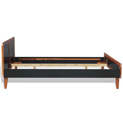 vidaXL Bed Frame without Mattress Black Solid Acacia Wood 55.1"x78.7"