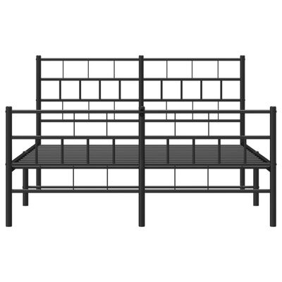 vidaXL Metal Bed Frame without Mattress with Footboard Black 53.1"x74.8"