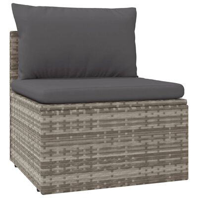 vidaXL 9 Piece Patio Lounge Set with Cushions Gray Poly Rattan