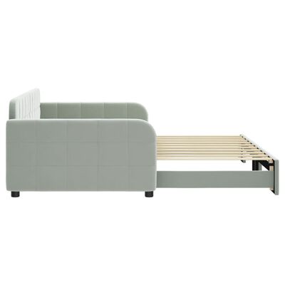 vidaXL Daybed with Trundle Light Gray 39.4"x74.8" Velvet