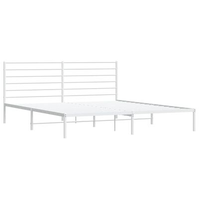 vidaXL Metal Bed Frame with Headboard White 72"x83.9" California King