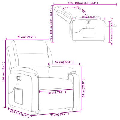 vidaXL Electric Stand up Massage Recliner Chair Gray Faux Leather