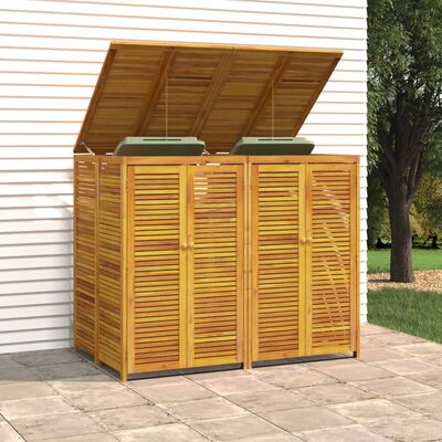 vidaXL Double Garbage Bin Shed 55.1"x35"x46.1" Solid Wood Acacia