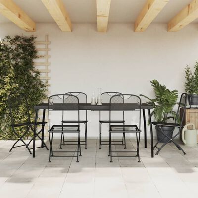 vidaXL 7 Piece Patio Dining Set Anthracite Metal Mesh