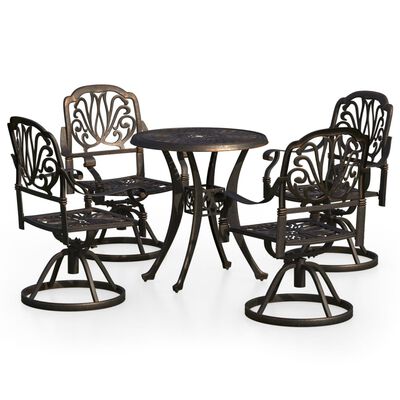 vidaXL 5 Piece Bistro Set Cast Aluminum Bronze