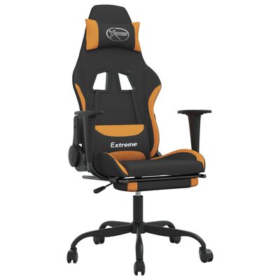 vidaXL Gaming Chair with Footrest Black and Orange Fabric