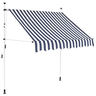 vidaXL Manual Retractable Awning 78.7" Blue and White Stripes