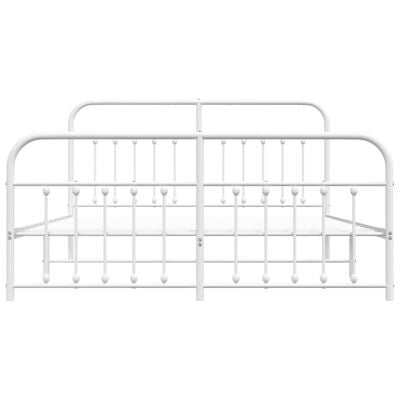 vidaXL Metal Bed Frame without Mattress with Footboard White 72"x83.9"