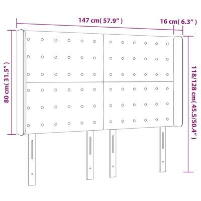 vidaXL LED Headboard Dark Gray 57.9"x6.3"x46.5"/50.4" Fabric