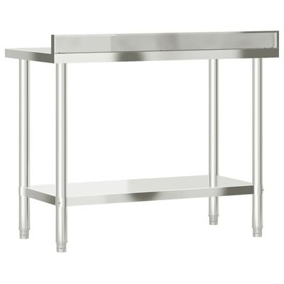 vidaXL Kitchen Work Table with Backsplash 43.3"x21.7"x36.6" Stainless Steel